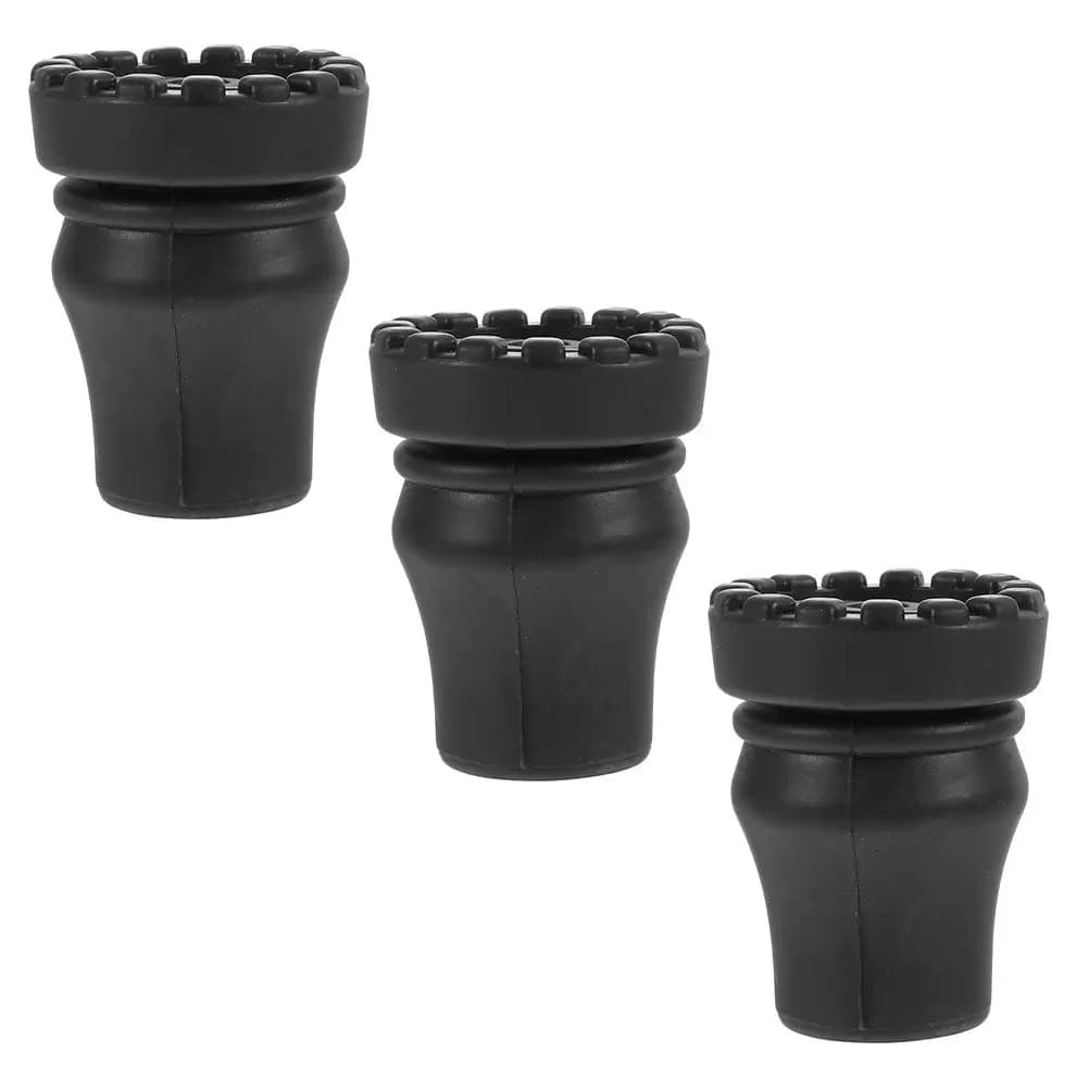 3Pcs Trekking Pole Foot Covers Anti-Slip Crutch Foot Protectors Low-Temp Resistant Abrasion Resistant for Hiking Climbing Mud