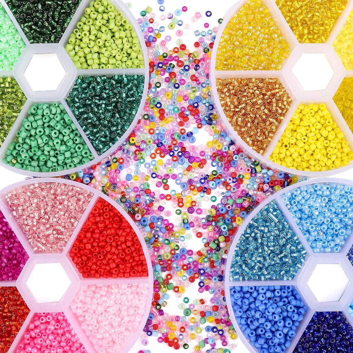 3900 pz Perle di Riso di Vetro 6 Griglia Set Scatola Perline Sparse Fatte A Mano Stringa di Perline Materiale Confezione FAI DA TE Collana Del Braccialetto Accessori di Gioielli