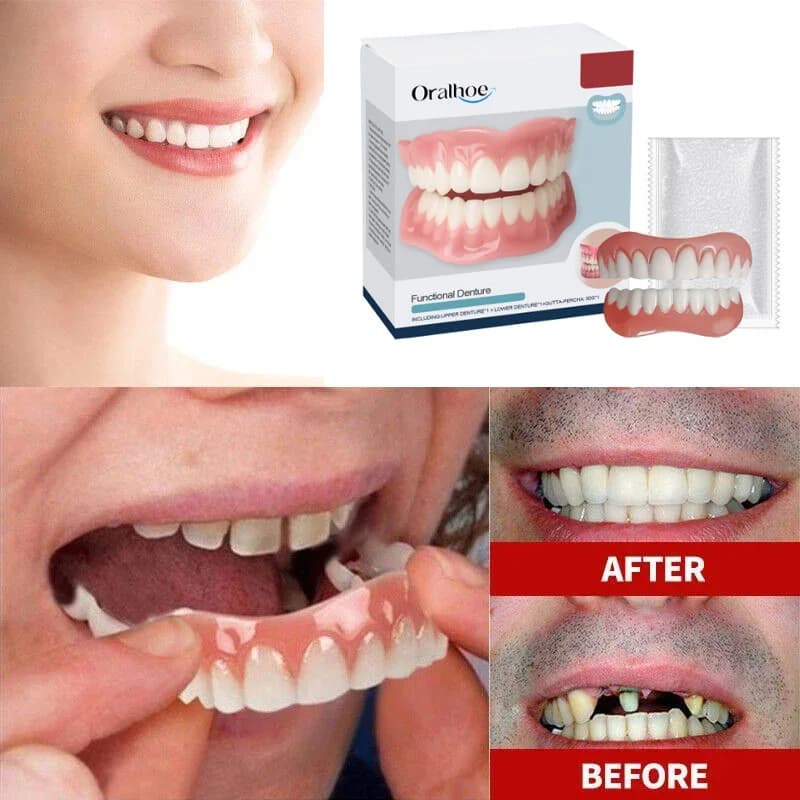 Nuovo Set di Dentiere in Silicone per Denti Ortodontici Temporanei, Faccette Dentali Superiori e Inferiori, Denti Finti, Igiene Orale, Sbiancamento, Simulazione Apparecchi Ortodontici