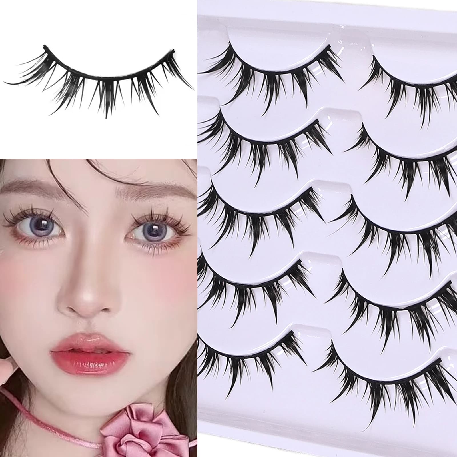 5 Paia di Ciglia Finte Stile Anime Cartoon, Effetto Demoniaco, Volumizzanti e Allunganti per Trucco Occhi