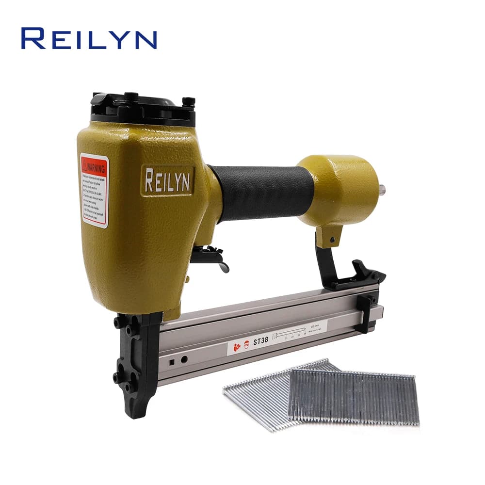 Reilyn ST38 Pneumatic Concrete Nail Gun 18-38mm Gravity Type Steel Nail Gun for Construction Powerful Nailer Home Air Stapler