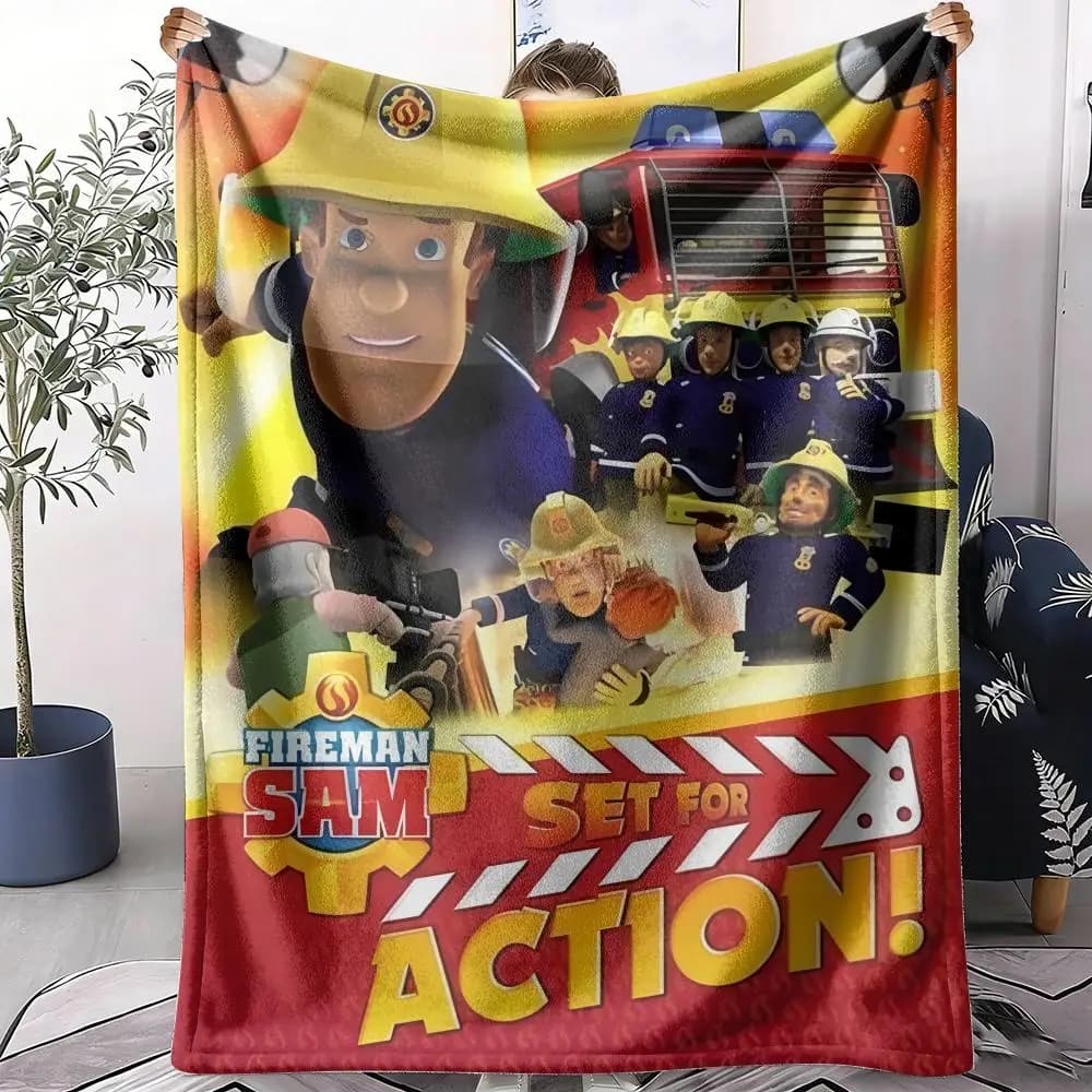 Cartoon F-firemans Sams Throw Soft Flannel Throw Summer Blanket Lightweight Cozy Nap Blanket for Sofa Bed Travel