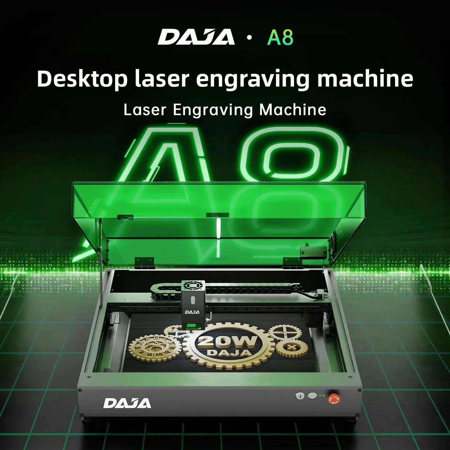 Macchina per incisione laser DAJAA8 Piccola macchina per marcatura di visualizzazione automatica da tavolo Macchina per incisione laser in metallo