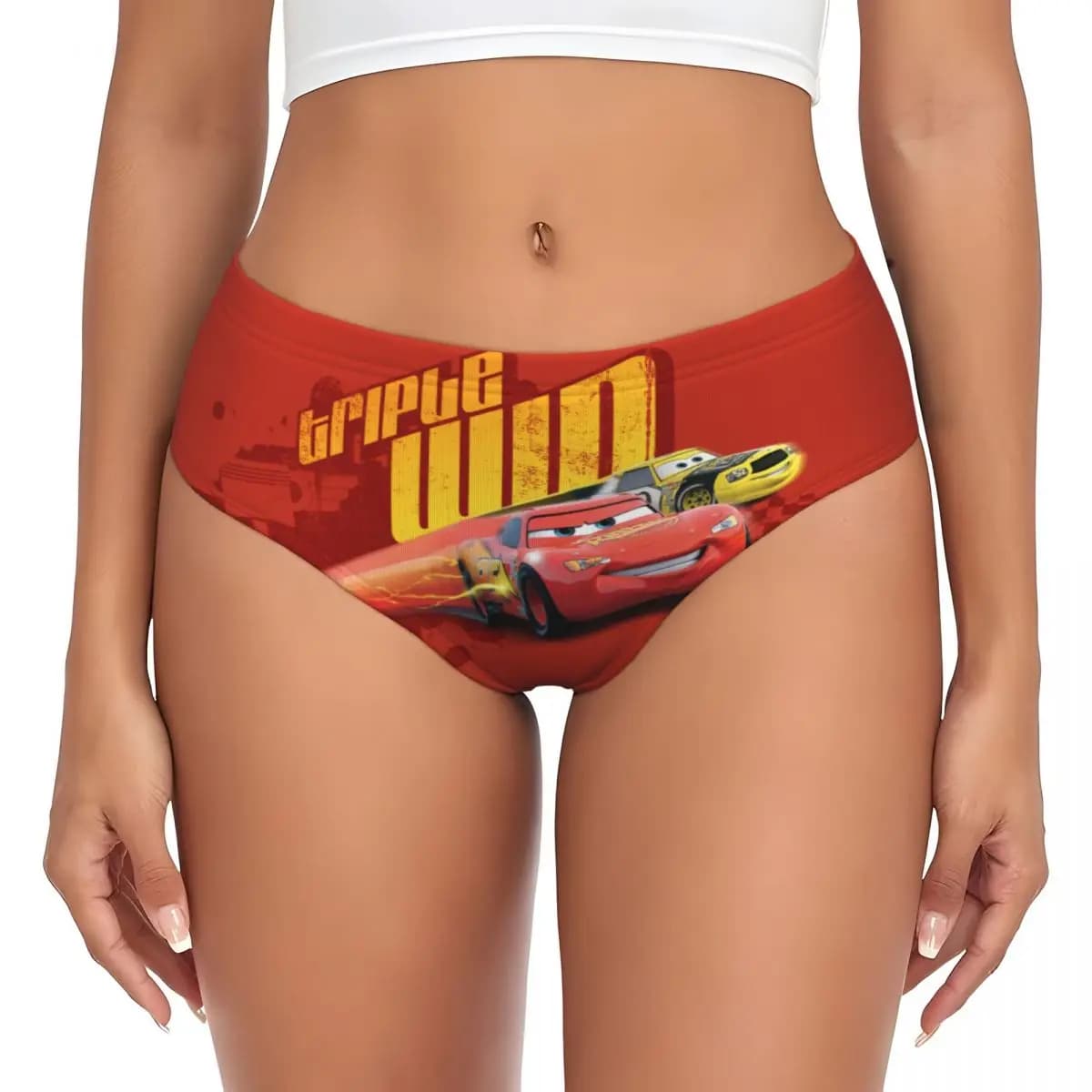 Personalized women's briefs with Cars cartoon characters, comfortable and elasticized, Valentine's Day gifts