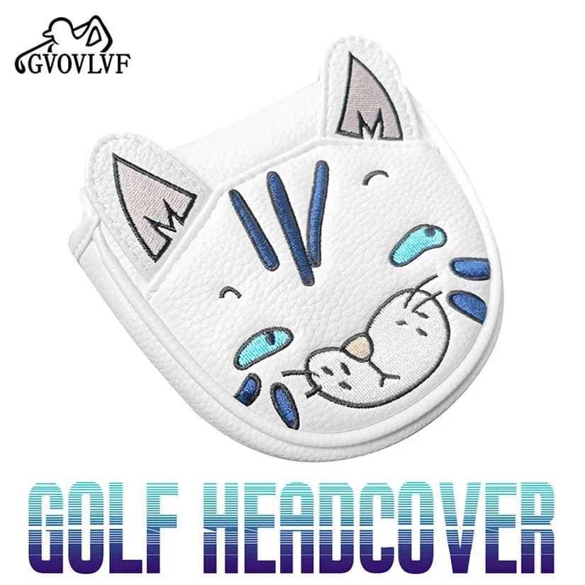1pc Copritesta per mazza da golf Copritesta per putter Copritesta Protezione magnetica per mazza Accessori da golf Simpatico regalo per gatti per i golfisti