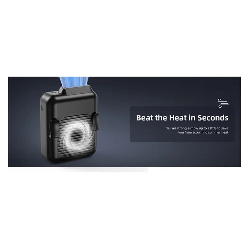 A33T-Ventola portable with 23-hour rechargeable belt, autonomy 5100 rpm Strong hands free wind for outdoor necklace with blue collar