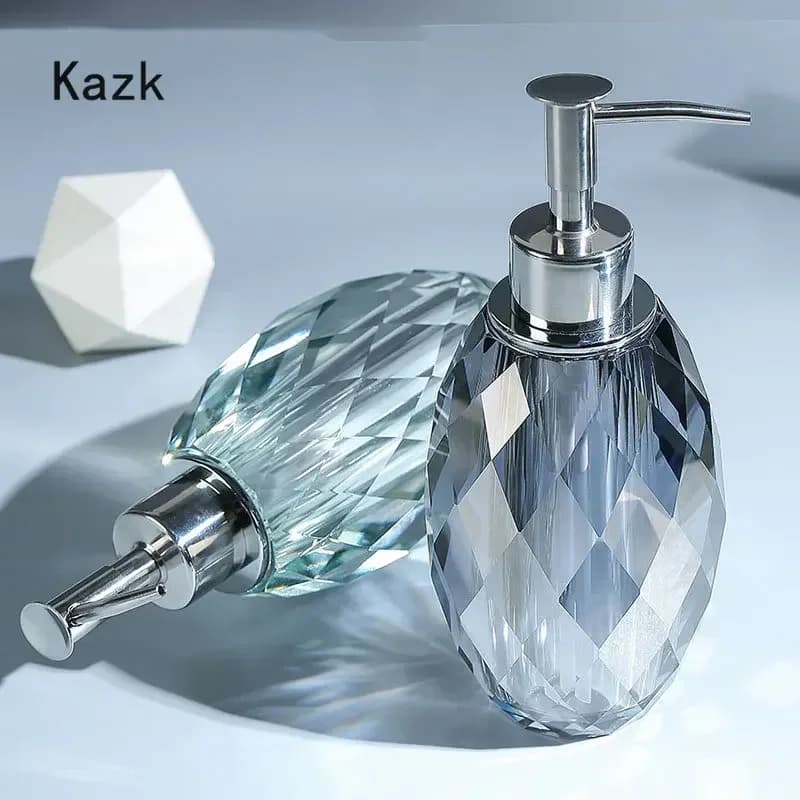 Bottiglia di sapone trasparente di cristallo di lusso leggero tipo Push bottiglia di Shampoo in vetro Dispenser di sapone accessori per il bagno della casa