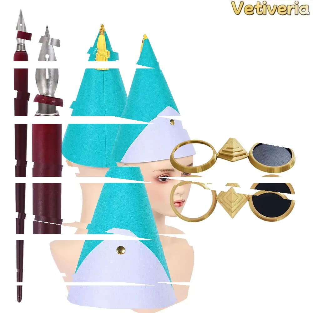 Accessori per Costume da Adulto Qifrey Eyewears Props Coco Cap Pen Cosplay Anime Atelier Fantasy Disfraz Cappello da Strega Halloween Carnevale