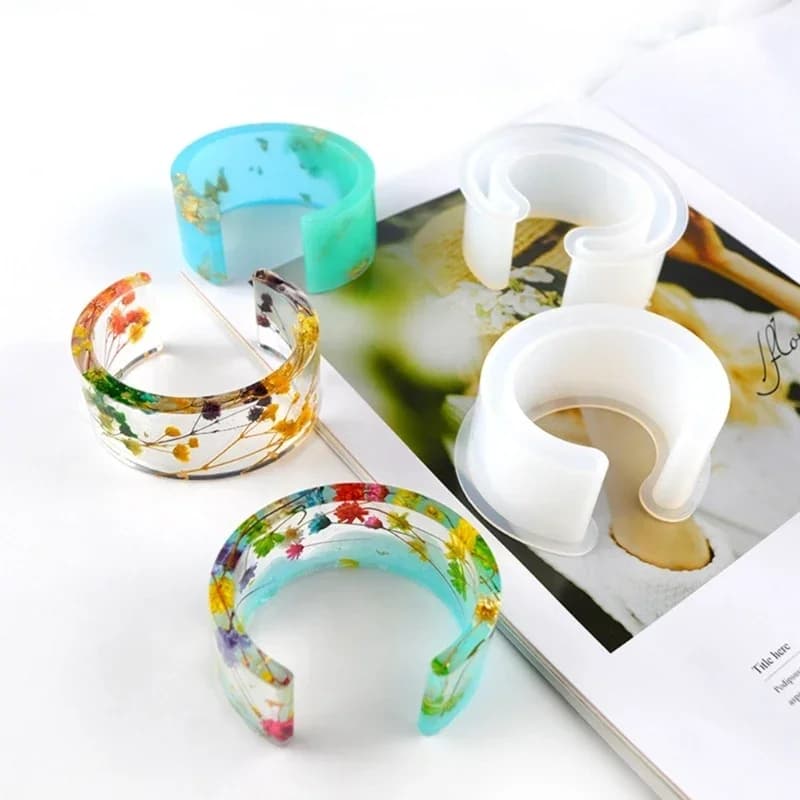 Stampi per braccialetti in resina Stampo per braccialetti in silicone Carattere C Bracciale aperto Stampi per colata epossidica per creazione di gioielli artigianali fai-da-te