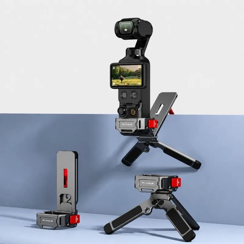 Flymile Magnetic Metal Tripod for DJI Osmo Pocket 4/4P/3 Magnetic Foldable Selfie Stick Mantis Hook Stand Mini Desktop Mounting