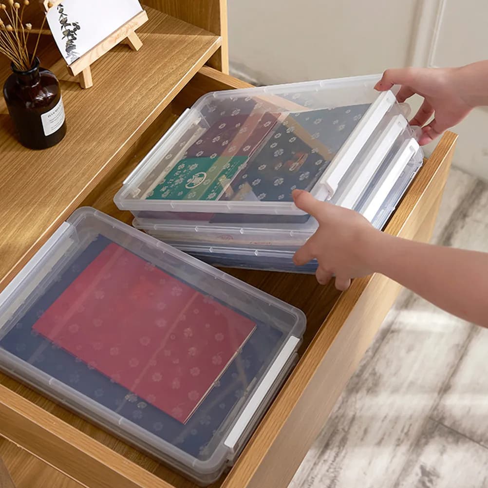 PP Transparent Multilayer Document Box, Light Organizer and Portable for Office and Home