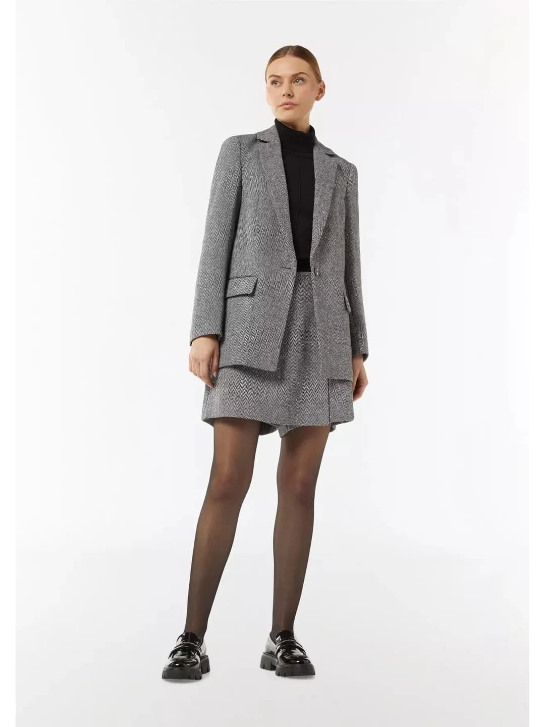 Elegant Wool Blend Shiny One Button Suit Jacket Set for Women Professional Commuting Lightweight Luxury Fashion Style