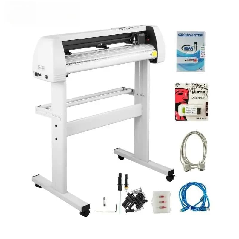 Macchina da taglio per cartelli plotter da taglio per vinile da 28 / 34 pollici con 20 lame LCD Signmaster Software Porta USB 2 rulli di presa