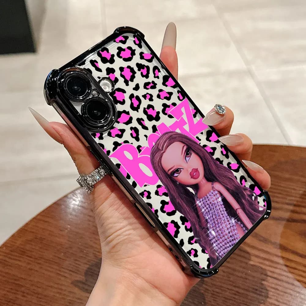 Custodia Protettiva di Lusso Antiurto in Silicone Rosa Disney Bratz per iPhone 17E 17 16 Pro 15 14 13 12 11 Pro Max 17 Air 16 E Plus