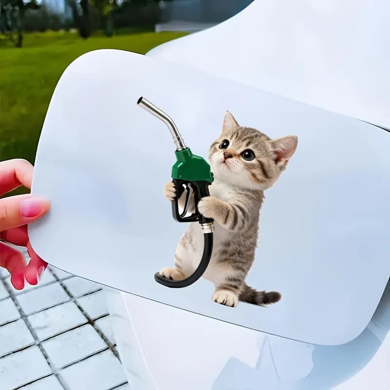 Wall sticker for Self-shaped Cat with Carburet Carpet, Decalcomania Waterproof Vinyl for Tank Auto and Moto, Funny Decoration for Carton Animated