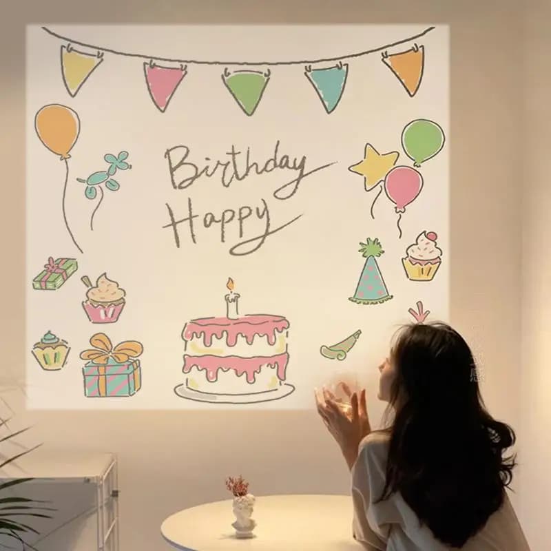 [C] Children's Cartoon Mini Projector Toy Birthday Party Props Creative Decoration Arrangement Projection Light Gifts