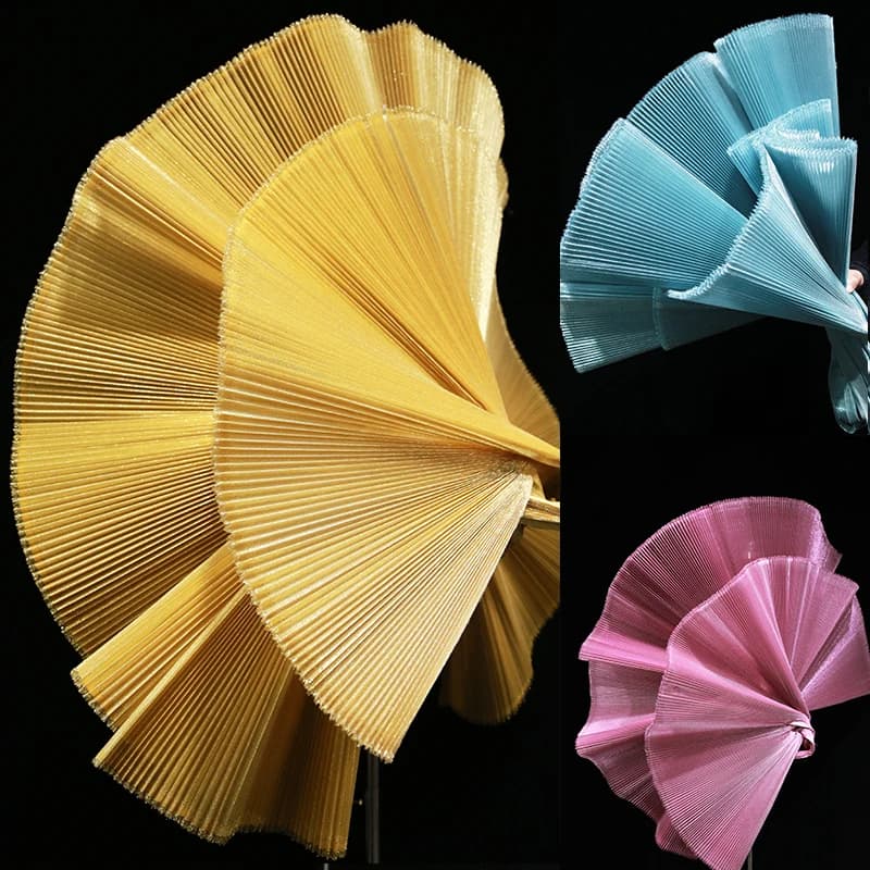 Tessuto strutturato pieghettato in organza perlescente Tessuti fatti a mano fai-da-te per decorazioni di nozze per palcoscenici