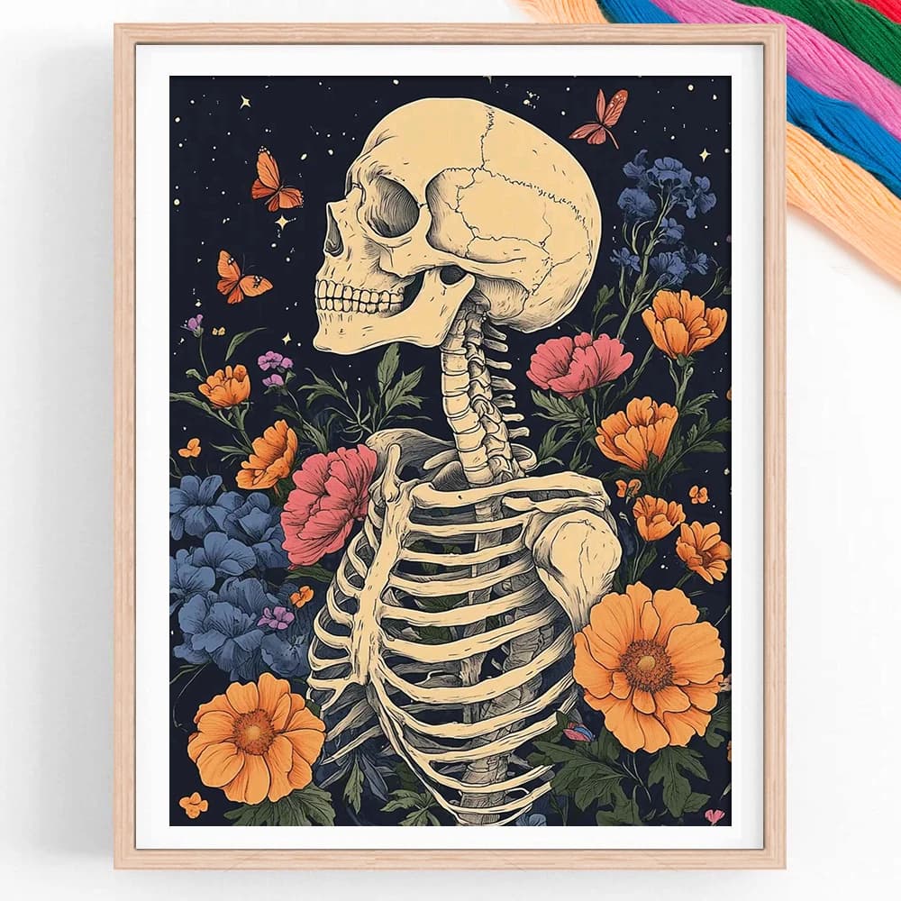 11CT Daisy Skeleton Cross Stitch Flower Theme Canvas Embroidery Kit New Arrival Home Decoration Handmade Gift
