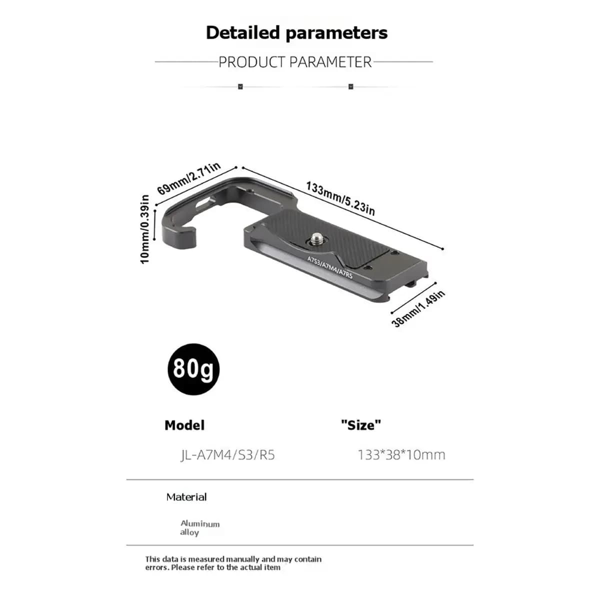 TCE A7V Baseplate Quick Release Hand Grip for A7M5 A7M4 A7RM5 A7S3 Camera for Tripod Head Stabilize
