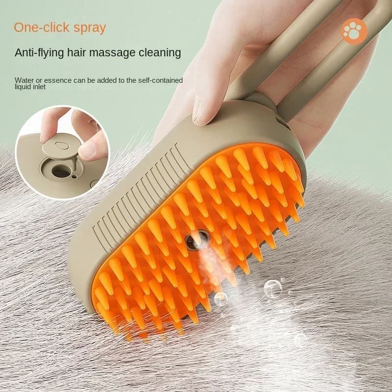 Spazzola a Vapore per Gatti e Cani 3 in 1, Spazzola Elettrica Spray per Massaggio e Toelettatura, Pettine per Rimozione Peli