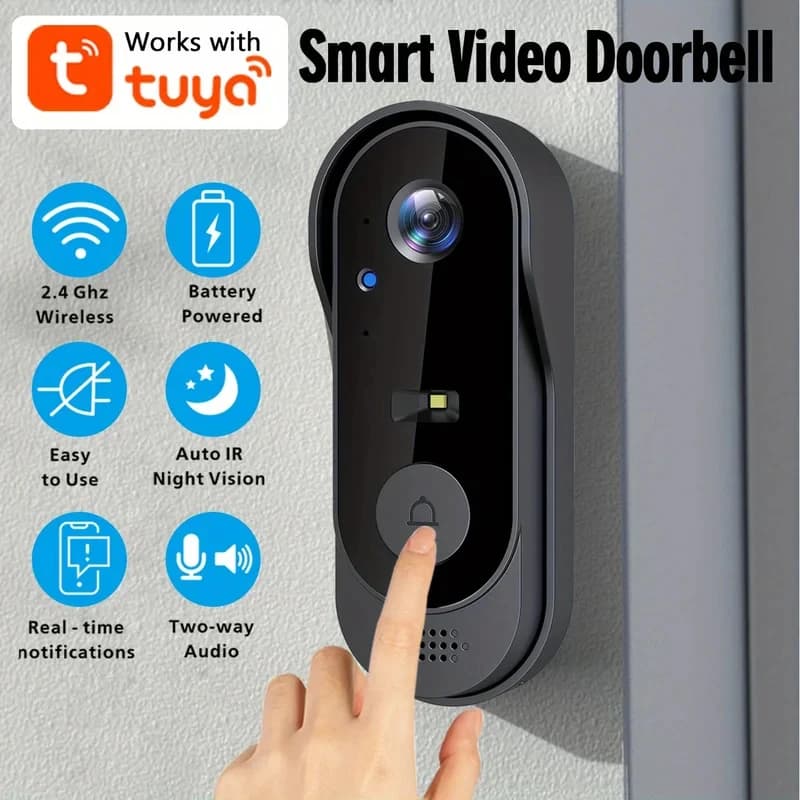 Campanello Video Smart WiFi Tuya per Esterni con Telecamera HD Bidirezionale 1080P, Supporto Scheda SD e Archiviazione Cloud, Impermeabile