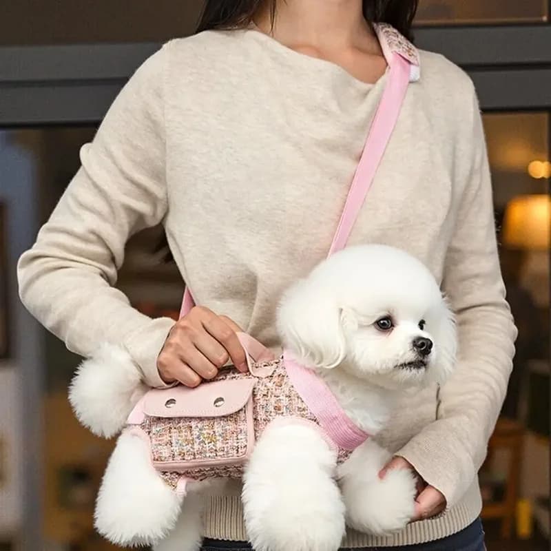 Zaino con imbracatura per sollevamento cani, marsupio portatile per cani e gatti, marsupio per cani dal design orizzontale con cinghie posteriori regolabili