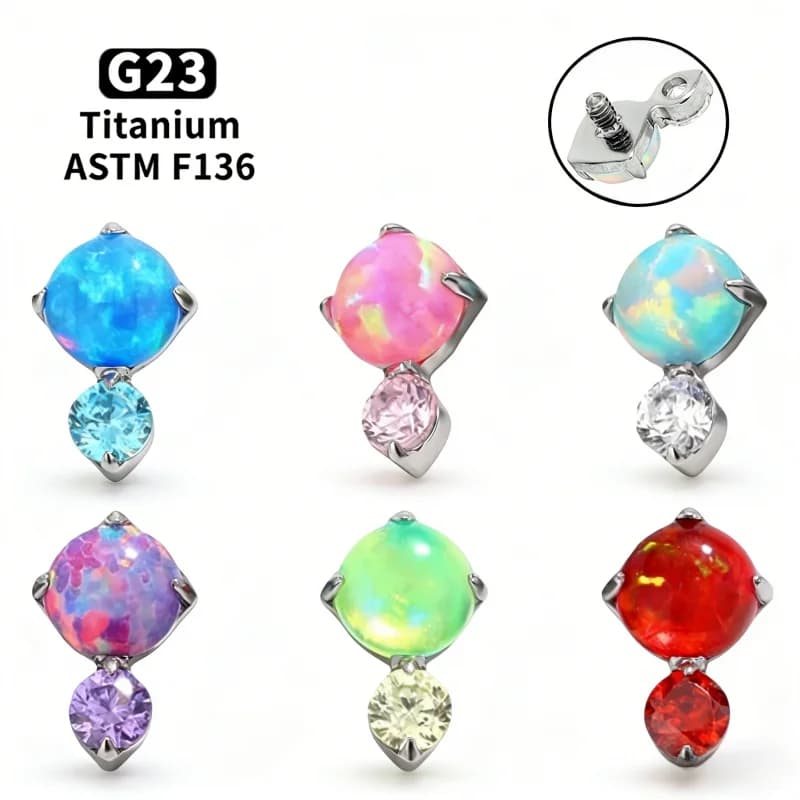 G23 Titanio Labret Piercing Piccola Zirconia Aurora Pietra Proteica Lip Stud Trago Elica Cartilagine Orecchini Gioielli Penetranti Del Naso