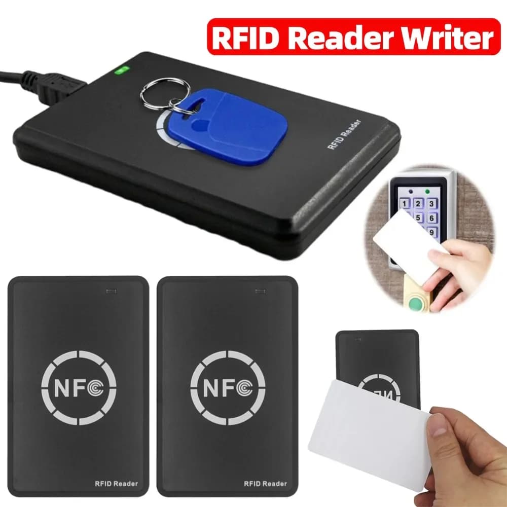 Lettore di smart card NFC Scrittore 13,56 MHz/125 KHz/250 KHz Programmatore USB RFID Copiatrice/Duplicatore ID carta IC Decodificatore Sistema di accesso porta