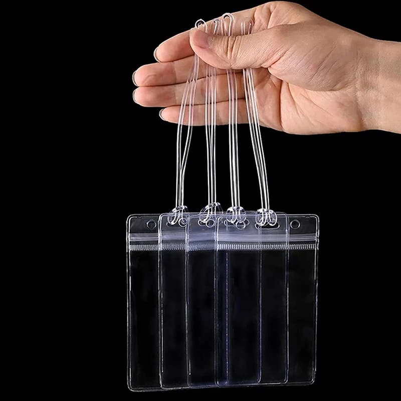 50 Pezzi Etichette da Viaggio in Plastica, Anelli Trasparenti per Borse, Porta Etichette ID per Bagagli, Cordini Portatili, Accessori da Viaggio