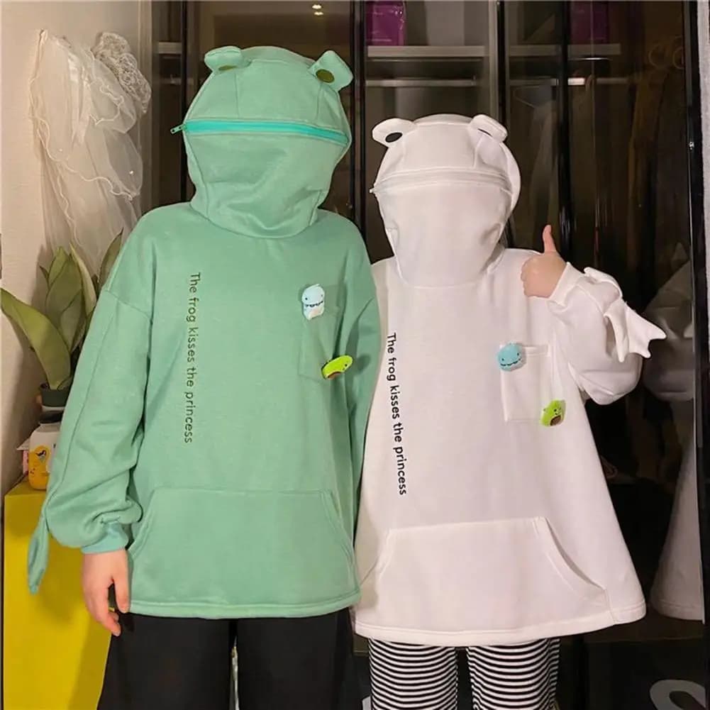 Felpa Unisex a Forma di Rana con Cappuccio, Stile Coreano, Felpa in Peluche a Maniche Lunghe per Uomo e Donna, 80%