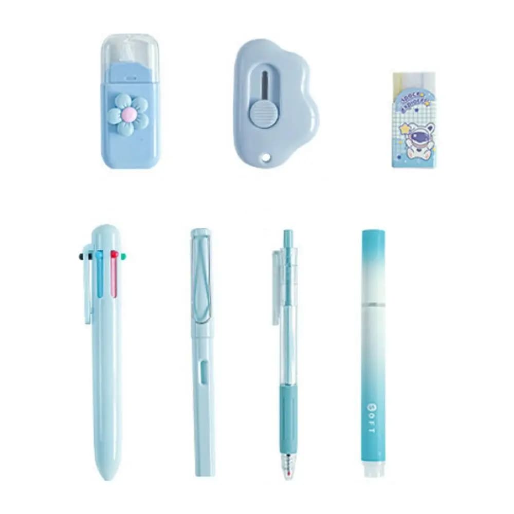9 pezzi/set set di cancelleria portatile in tinta unita nastro di correzione gomma multiuso per penna gel per regalo per bambini