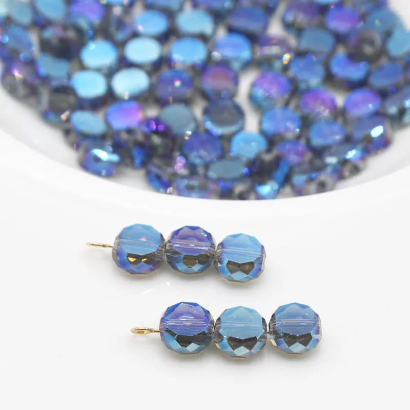 20 pz 8mm Piatto Rotondo Sfaccettato Perline di Vetro di Cristallo Colorato Placcato Perline Sparse Per La Produzione di Gioielli FAI DA TE Braccialetto Orecchini Risultati