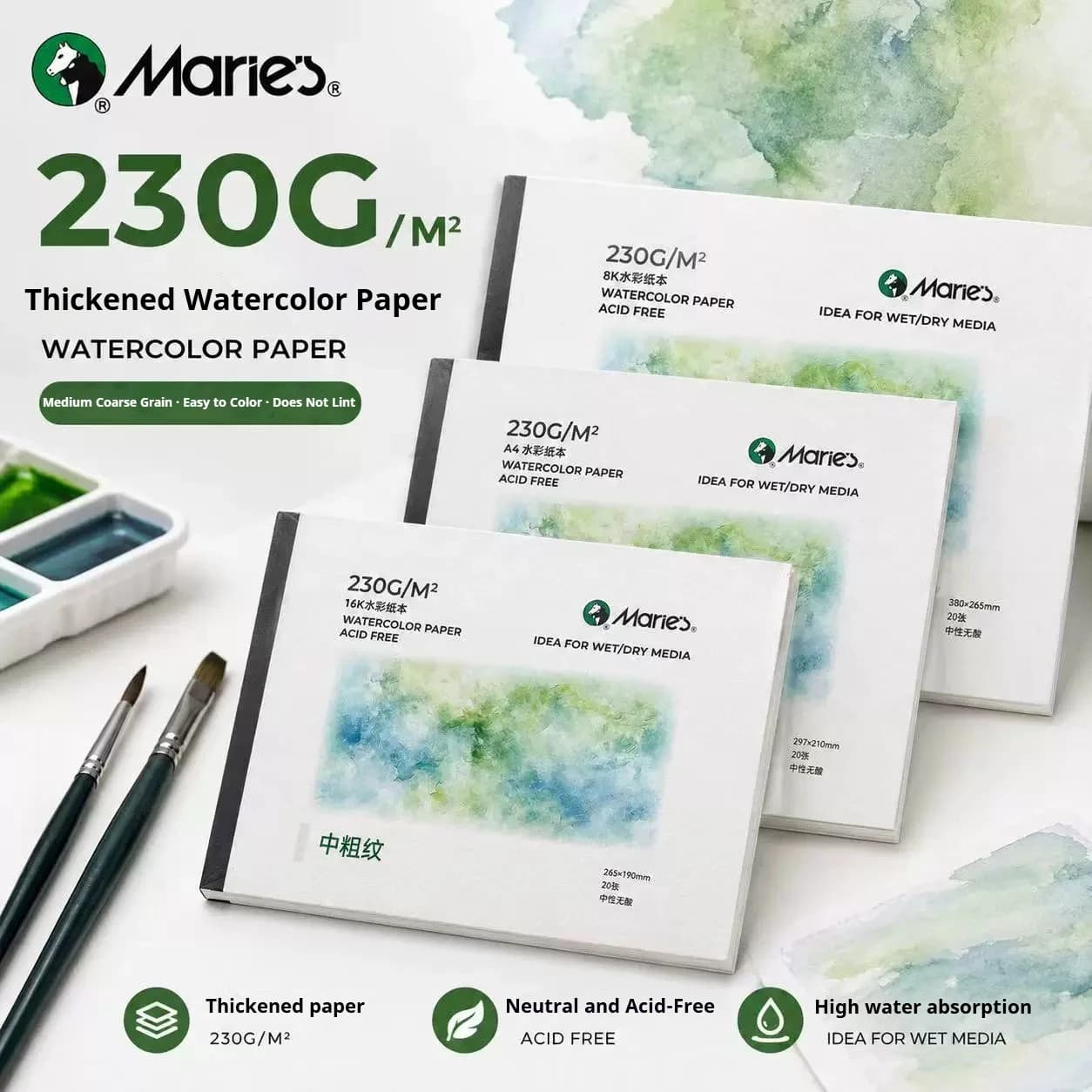 16K,A4，8KWatercolor Paper ,Thick, warp-resistant paper watercolor and sketch book with detachable pages