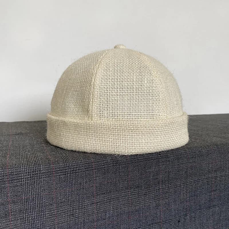 Berretto Unisex Street Hip-Hop Traspirante - Cappello Senza Visiera in Cotone e Lino con Velcro Regolabile Taglia Unica