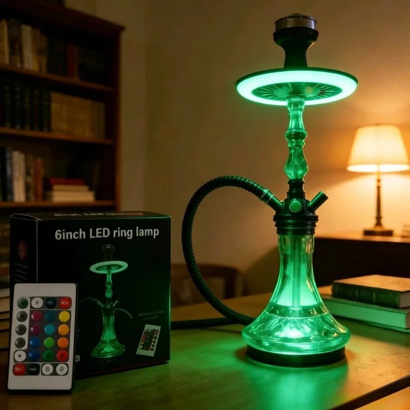6-inch Hookah LED Light Ring, Rechargeable RGB 16 Colors Shisha Lamp for Water Pipe Nargile Chicha Smoking Accessories