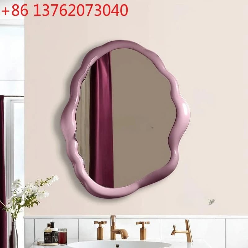 Specchio da Bagno Artistico Antiappannamento a Forma Irregolare Color Crema, Stile Francese, da Parete