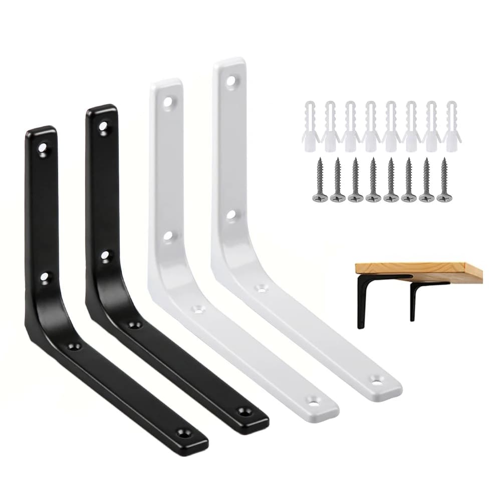 Staffe per mensola a forma di L in ferro resistente da 2 pezzi Supporti angolari ad angolo retto per hardware di supporto per staffa per mobili montata a parete