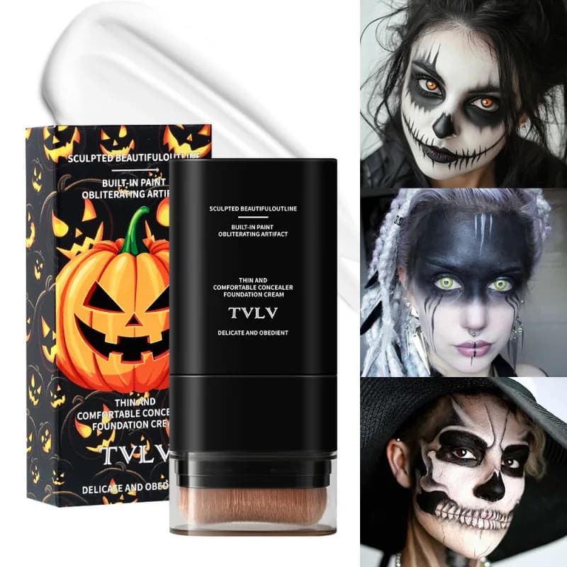 Black & White Eraser Foundation Stick – Dual-Ended Concealer & Highlighter for Halloween Skull Clown Makeup, Full Coverage