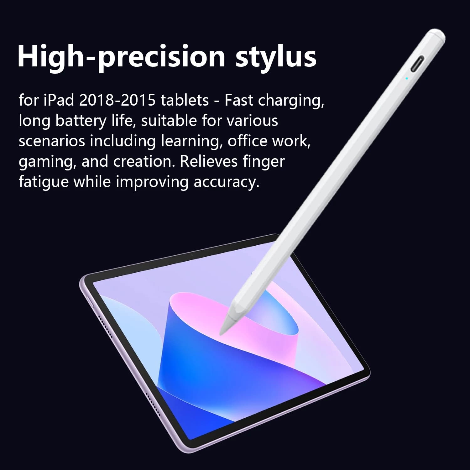 Penna Stylus per iPad 2018-2026, con Rilevamento del Palmo, Lato Magnetico, Ricarica Rapida, Lunga Durata della Batteria, Compatibile con Pro/Air/Mini/10a Gen