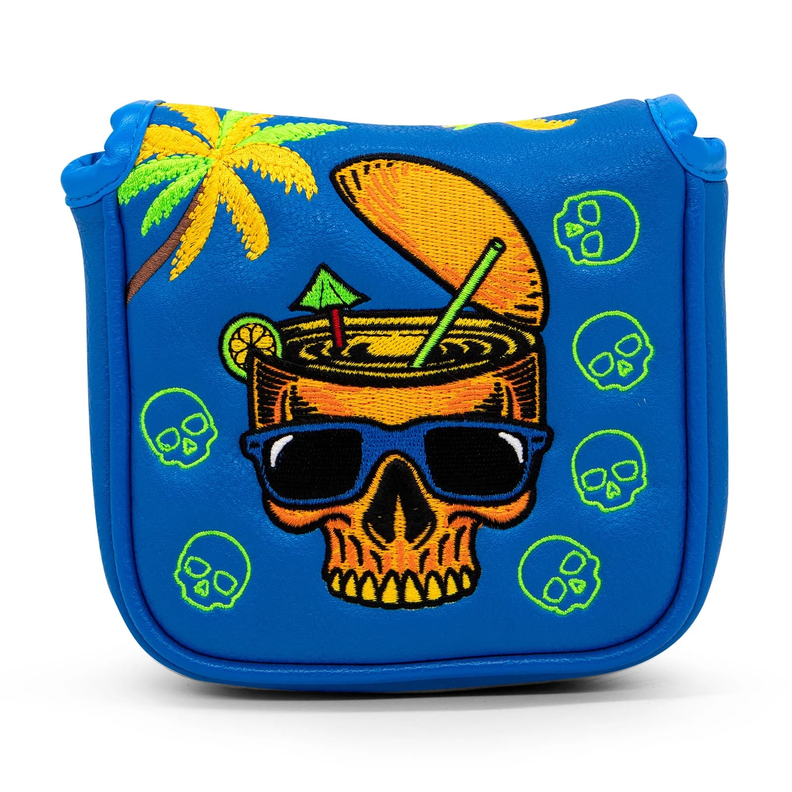Coolskull Golf Headcover Putter Head Cover per Blade Putter Blue Premium Leather Golf Head cover con magnete Premium Leather