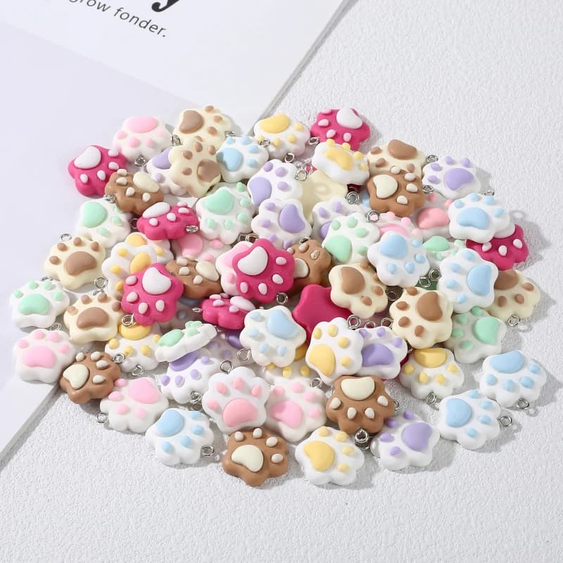 10Pcs 20x21mm Cartoon Animal Paw Pendant Charm Resin Pendant For Handmade Necklace Bracelet Making DIY Jewelry Accessories