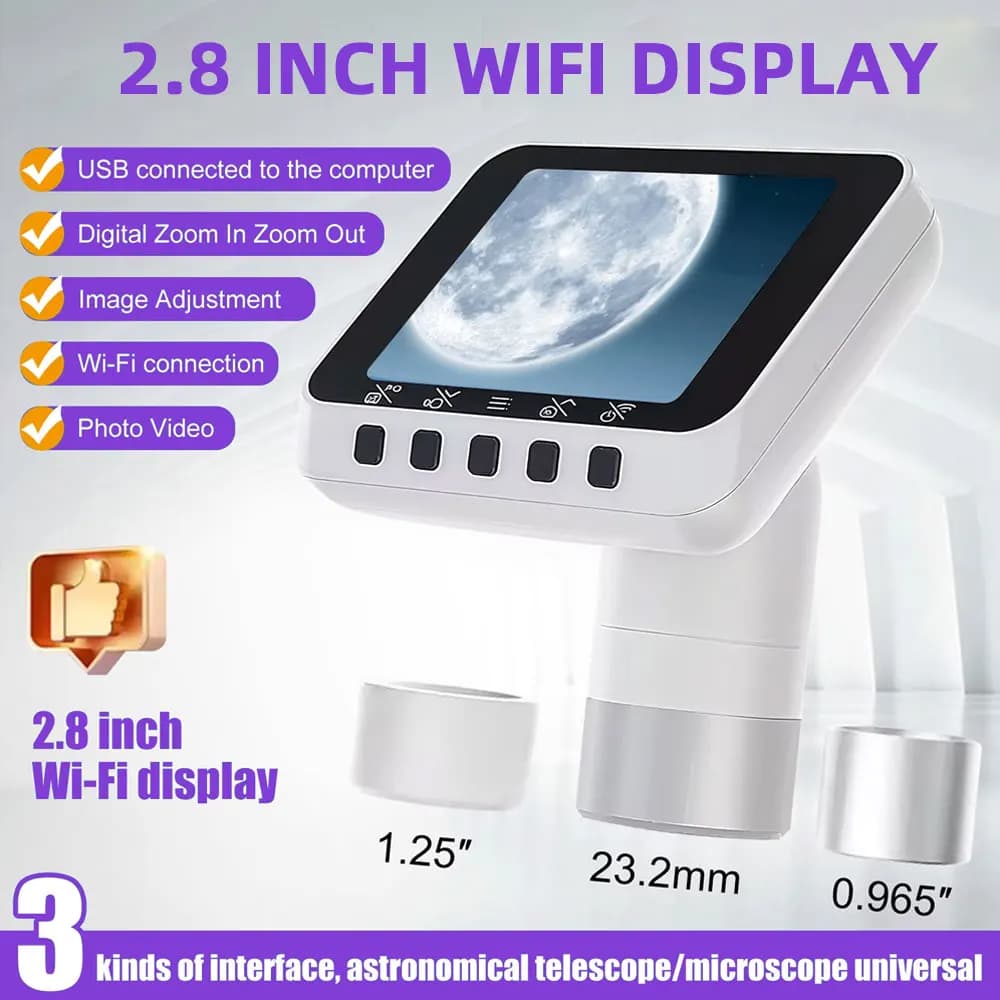 Oculare per fotocamera elettronica WiFi | Display IPS HD da 2,8" per una visione chiara – Adatto per telescopio astronomico, monoculare e microscopio