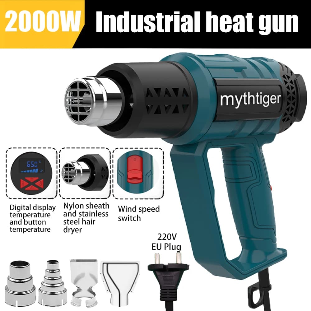 NUOVO 2000W Pistola di Calore Regolabile Temperatura Variabile Pistola Ad Aria Calda Auto Pellicola di Cottura Tubo Termoretraibile Strumento di Potere Termico Industriale