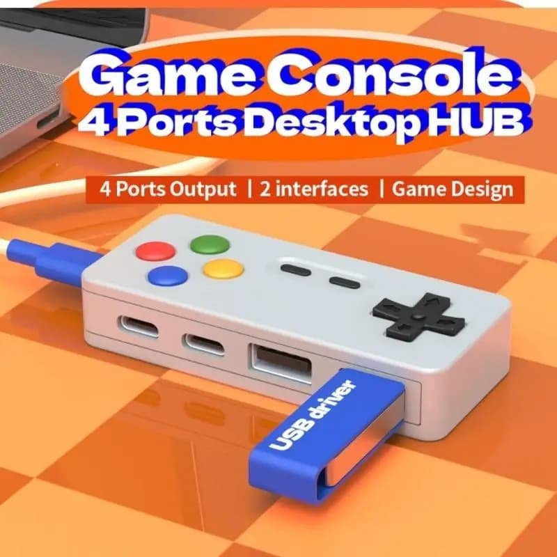 R53C Hub USB creativo per gamepad con 2 convertitori tipo C e 2 porte USB per laptop