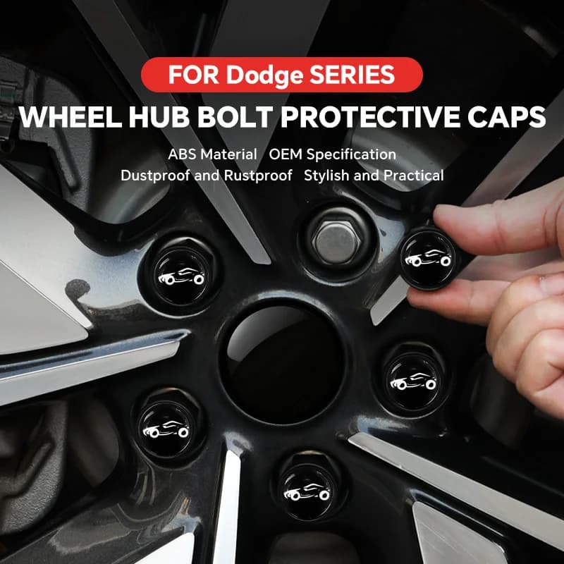 For Dodge 20Pcs Black Car Wheel Caps Bolts Automotive Wheel Hub Nut Protective Cap Rust Proof Waterproof Cap Tire Nut Caps