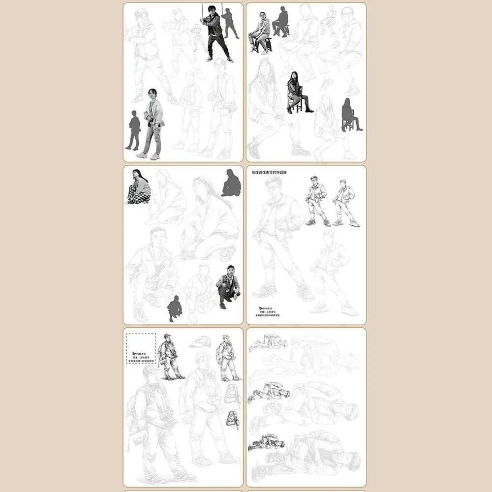 Hand Drawn Hand Painted Tutorial Book Characters Sketching Line Draft Practice Book Studying Learning Tracing Sketch Book