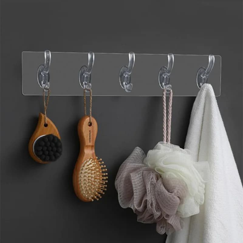 Wall sticker coat hanger 3/5/6 hooks Standard wall coat hangers kitchen cabinet organizer