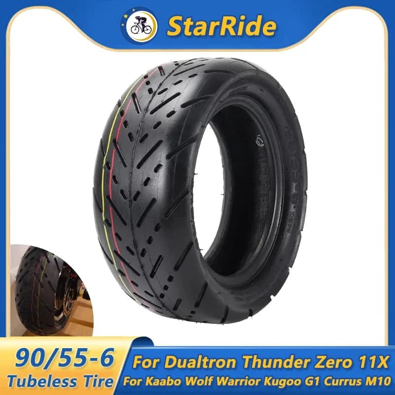 Pneumatico Tubeless 90/55-6 per Monopattini Elettrici Dualtron Thunder Zero 11X, Kaabo Wolf Warrior, Kugoo G1, Currus M10 - Ricambio Gomma Sottovuoto