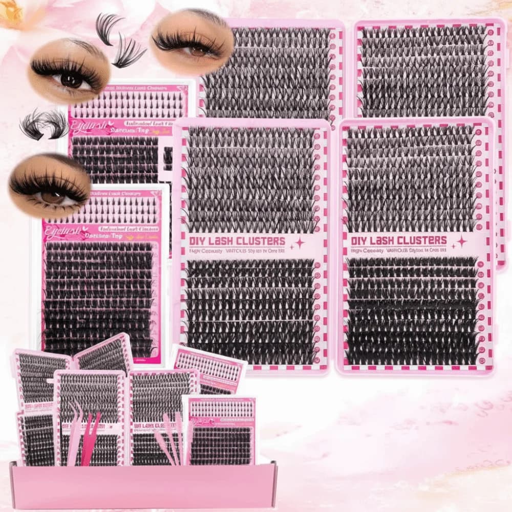 Kit Extension Ciglia Finte Effetto Naturale, Design a Ciuffetti, Adesivo e Sigillante Inclusi, Stile Wispy, per Miglioramento Trucco