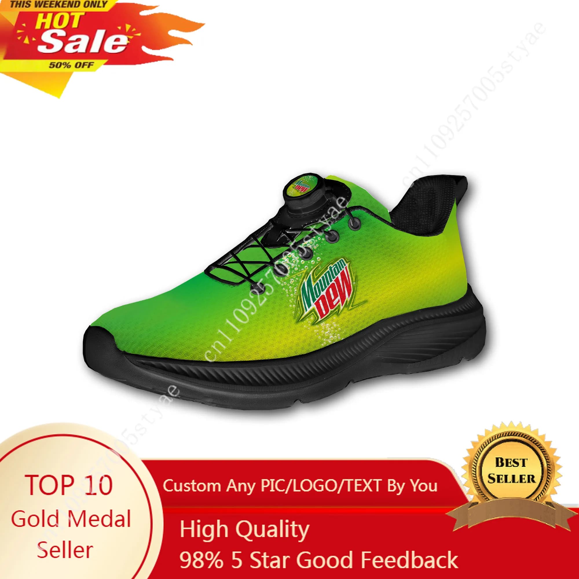 Scarpe da Corsa Fuoristrada Mountain Dew per Uomo e Donna, Senza Lacci con Chiusura a Rotazione, Sneaker Personalizzate per Escursionismo e Tempo Libero